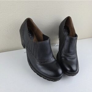 B.O.C. Sorla Block Heel Black Pebble Leather Slip On Stretch Ankle Booties 8
